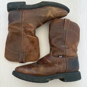 Justin Conductor Workboot Brown Leather Pull On  Rugged WesternCore 10.5 D  4760